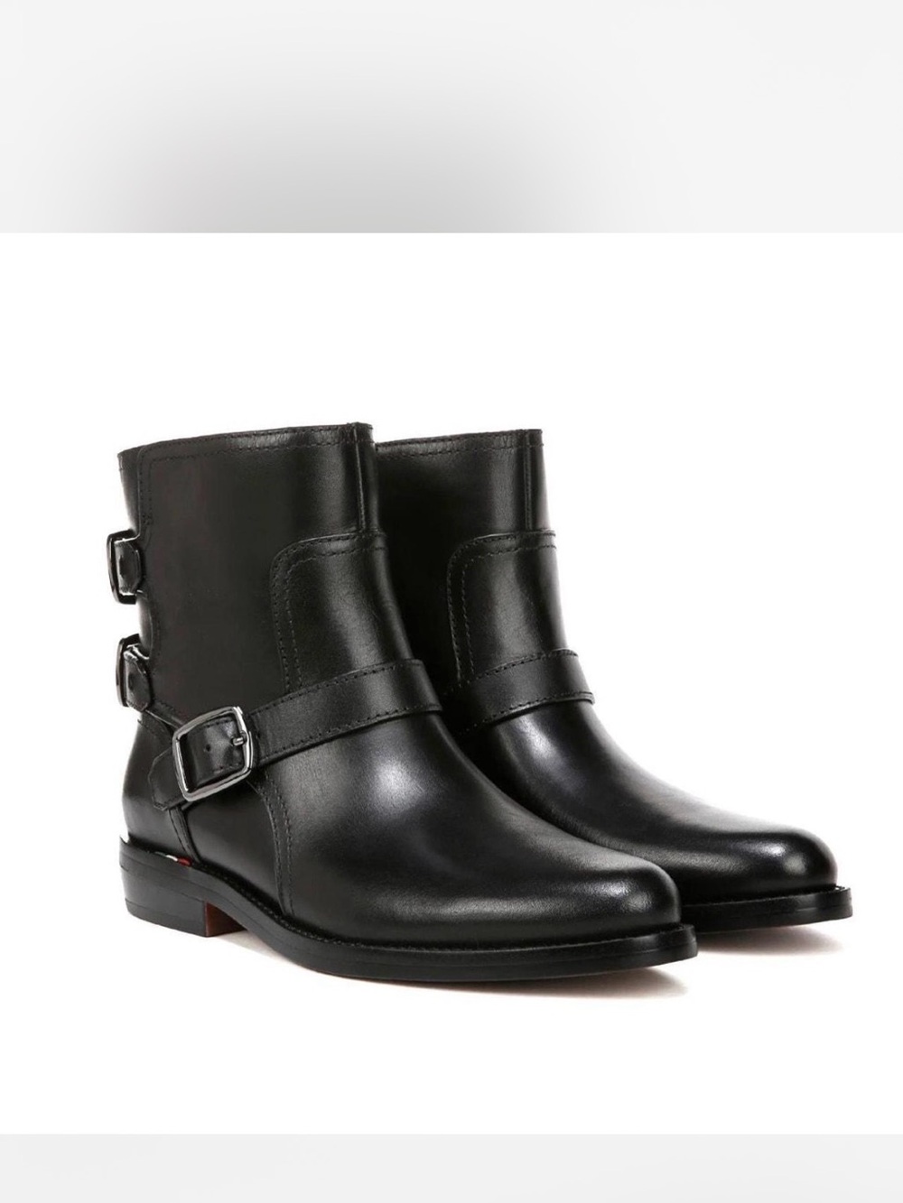 Franco Sarto Black Leather Buckle Ankle Boots